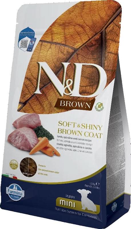 N&d brown dog lamb spirulina carrot puppy mini 1,5 kg