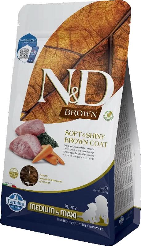 N&d brown dog lamb spirulina carrot puppy med max 2 kg