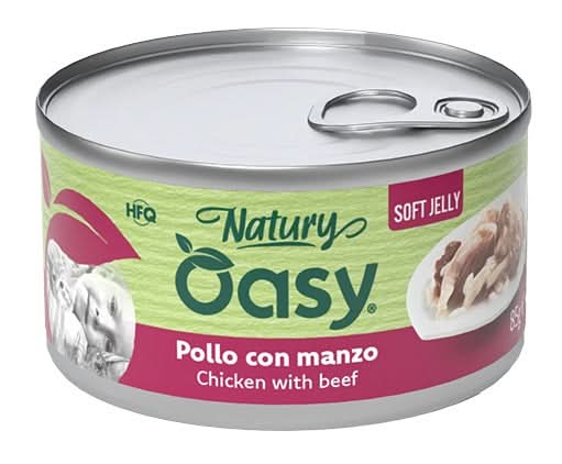 Oasy wet cat natury soft jelly pollo con manzo lattina 85 g