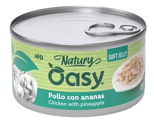 Oasy wet cat natury soft jelly pollo con ananas lattina 85 g