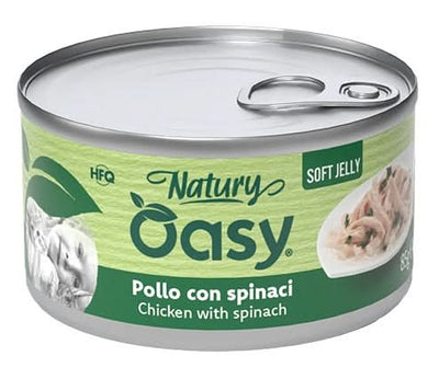 Oasy wet cat natury soft jelly pollo con spinaci lattina 150 g