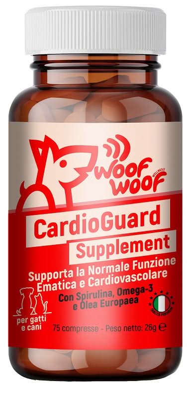 Woof woof wellness cardioguard supplement salute cardiovascolare cani e gatti 75 compresse