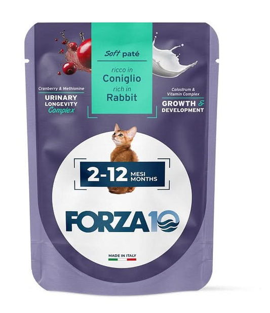 Forza 10 maintenance cat kitten 2-12 mesi coniglio wet pate' 80 g