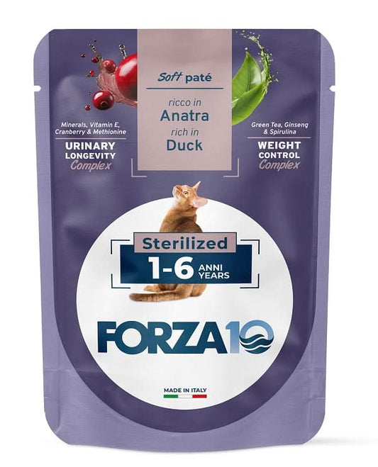 Forza 10 maintenance cat adult 1-6 anni sterilized anatra wet pate' 80 g