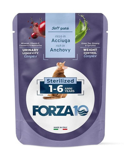 Forza 10 maintenance cat adult 1-6 anni sterilized acciughe wet pate' 80 g