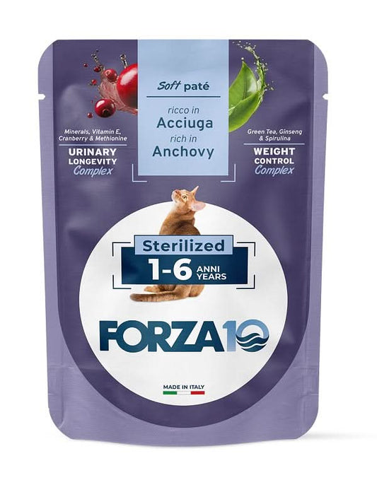 Forza 10 maintenance cat adult 1-6 anni sterilized acciughe wet pate' 80 g