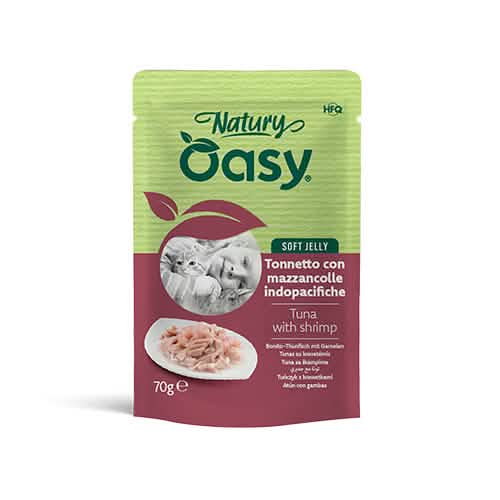 Oasy wet cat natury soft jelly tonnetto con mazzancolle busta 70 g