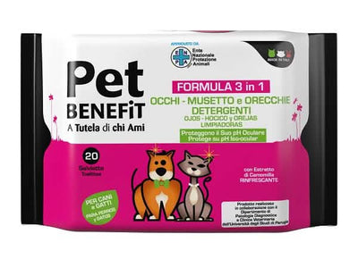 Pet benefit salviette occhi/musetto/orecchie 20 pezzi