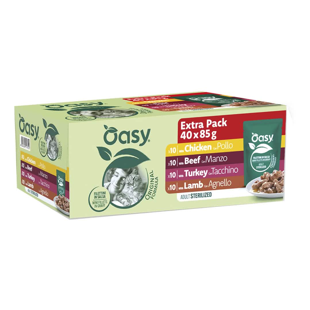 Oasy wet cat original multipack adult sterilized meat 40 pezzi da 85 g