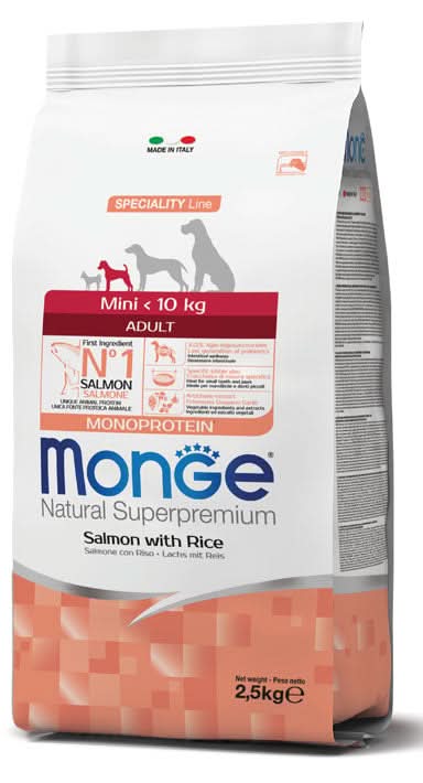 Monge mini adult salmone & riso 2500 g