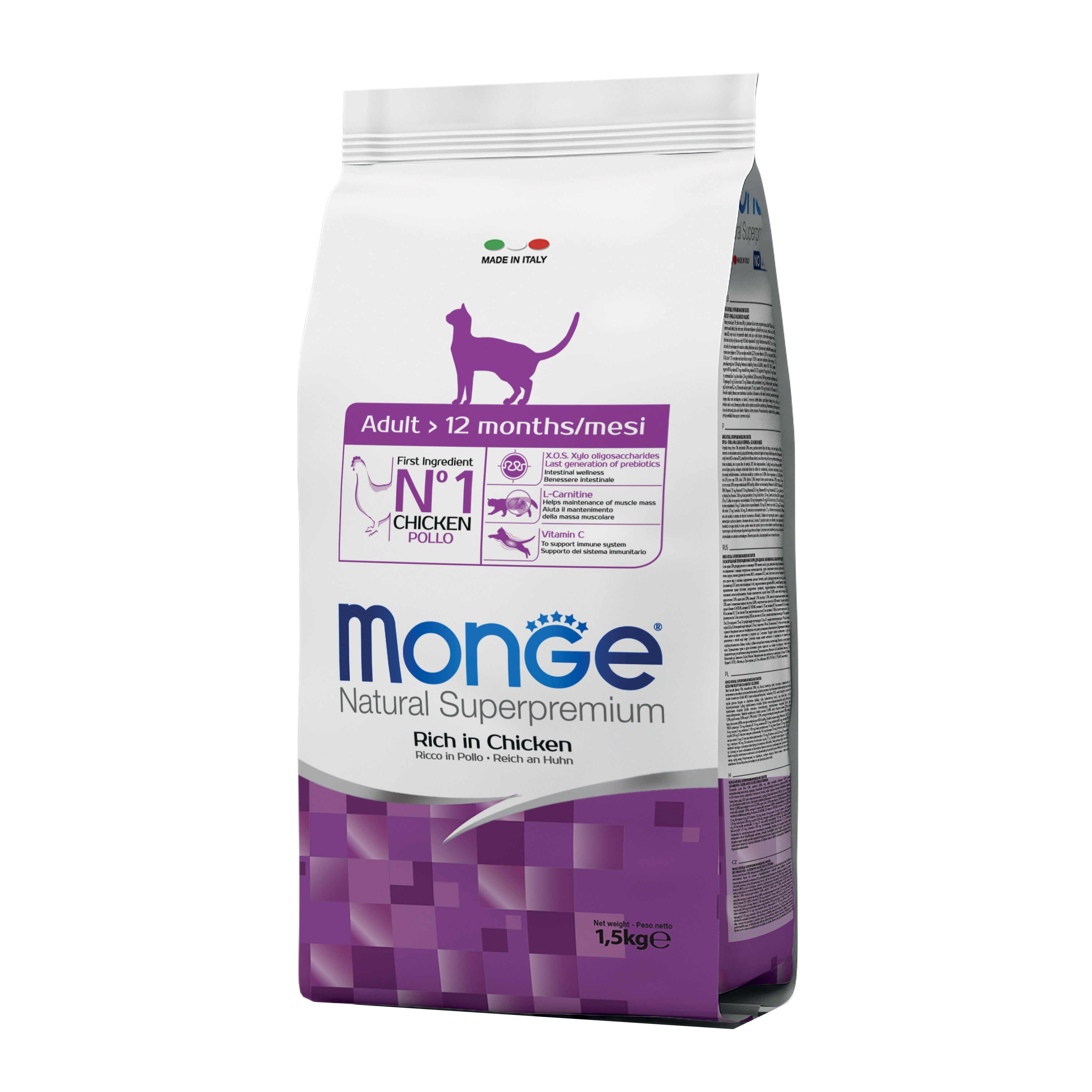 Monge natural superpremium secco gatto adult cat 1,5 kg - Scodinzolando