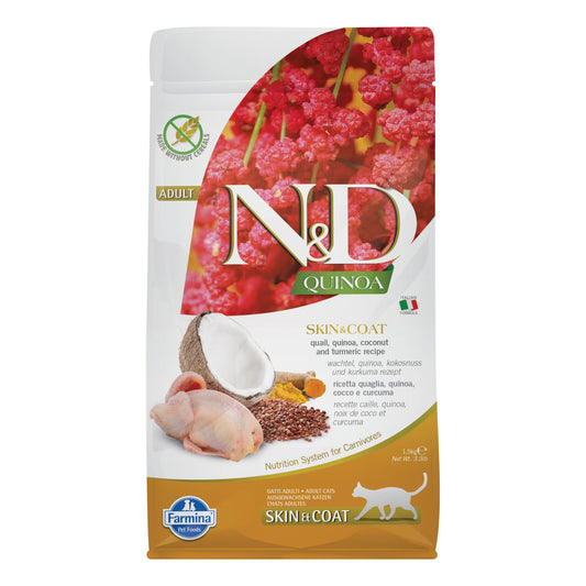 N&d quinoa feline skin&coat quail quinoa coconut and turmeric adult 1,5 kg