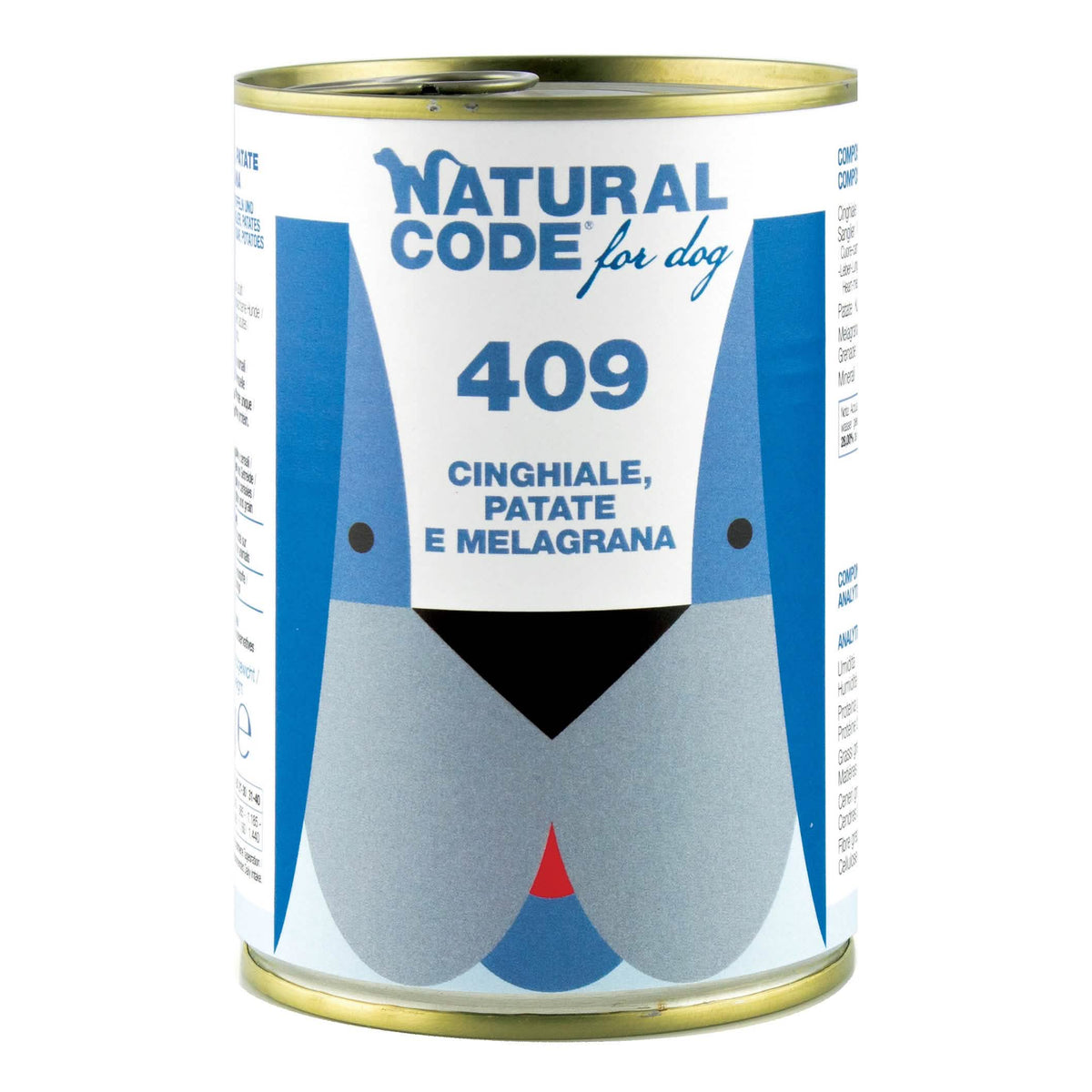Natural code 409 for dog cinghiale patate e melograno