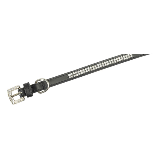 Collare con strass pelle nero 12 x 330 mm