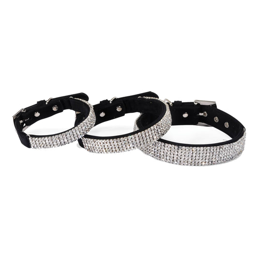 Collare di velluto con strass nero 25 x 520 mm