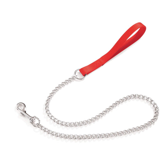 Guinzaglio in nylon con catena rosso 3 x 800 mm