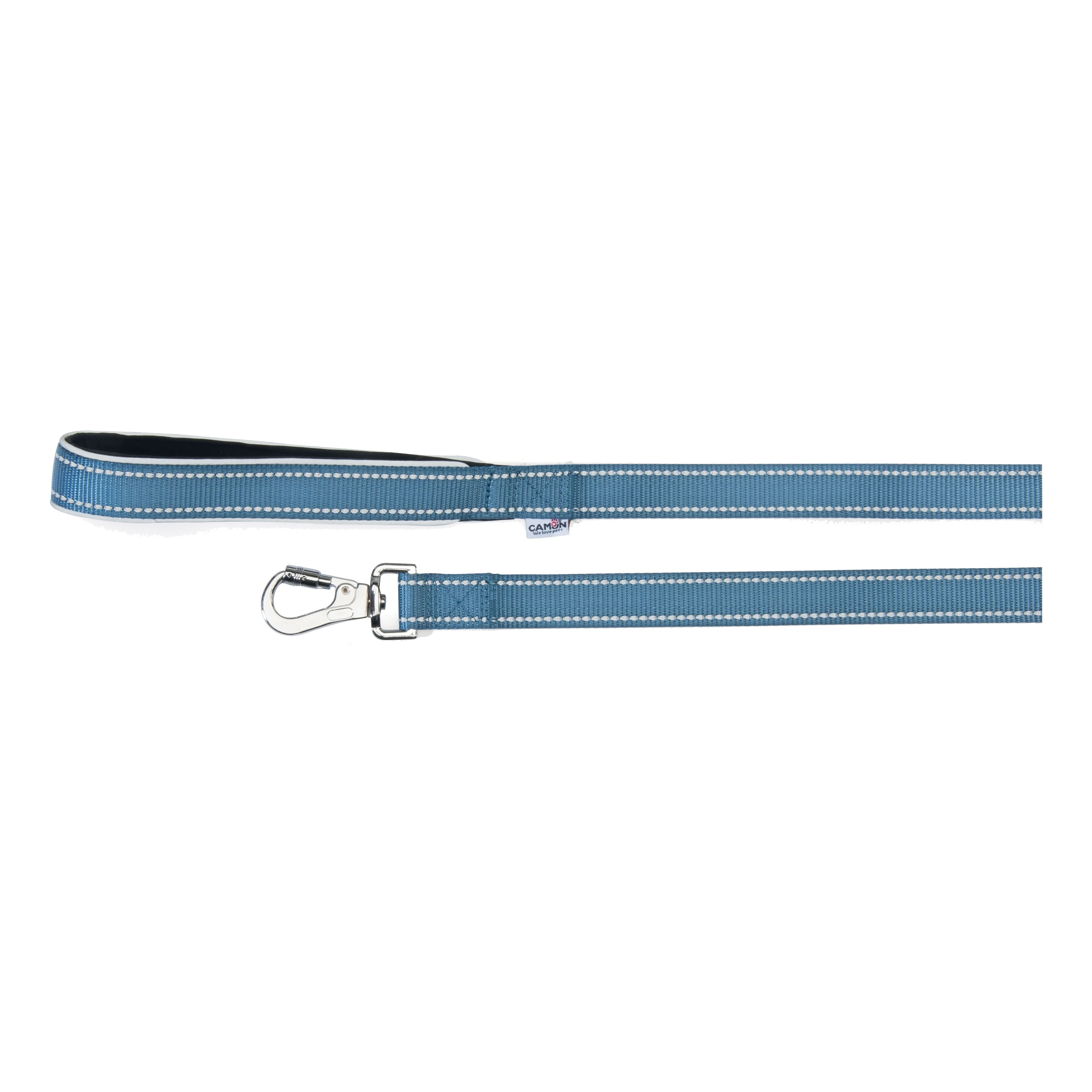 Guinzaglio reflex con maniglia in neoprene blu 25 x 1200 mm - Scodinzolando
