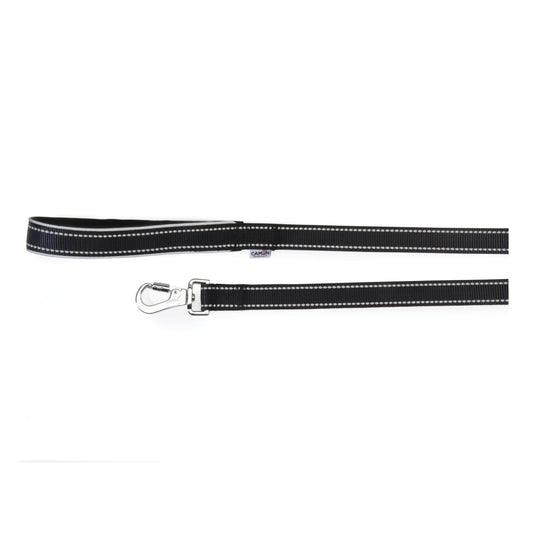 Guinzaglio reflex con maniglia in neoprene nero 20 x 1200 mm - Scodinzolando