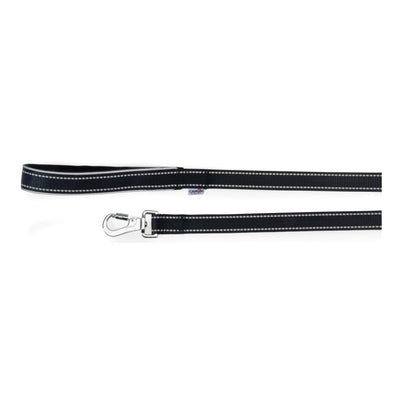 Guinzaglio reflex con maniglia in neoprene nero 25 x 1200 mm - Scodinzolando