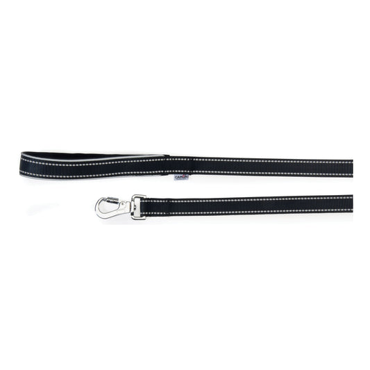 Guinzaglio reflex con maniglia in neoprene nero 25 x 1200 mm - Scodinzolando