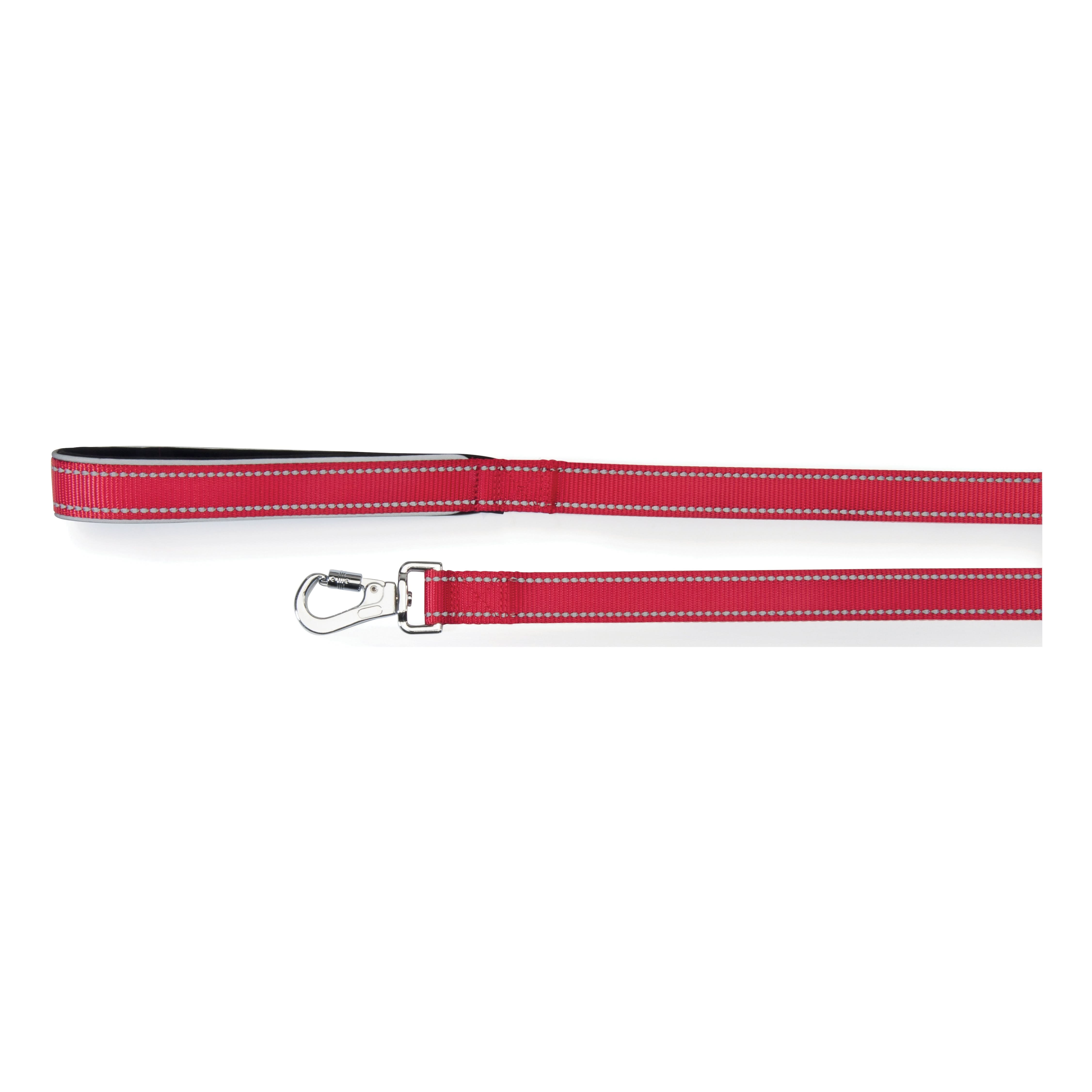 Guinzaglio reflex con maniglia in neoprene rosso 15 x 1200 mm - Scodinzolando