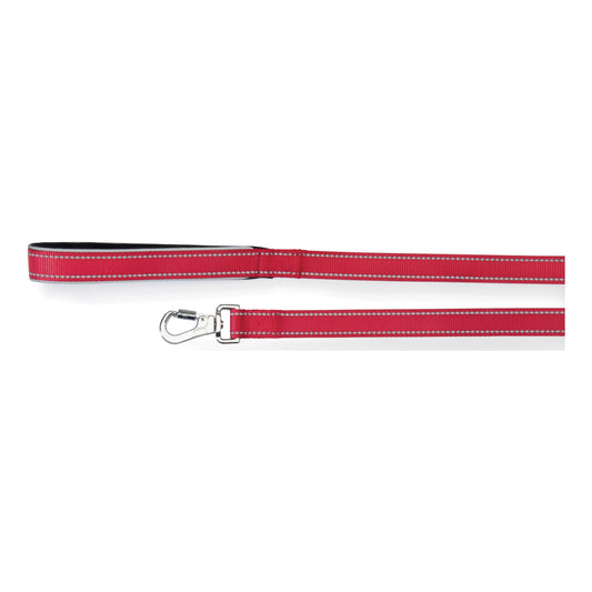 Guinzaglio reflex con maniglia in neoprene rosso 15 x 1200 mm - Scodinzolando
