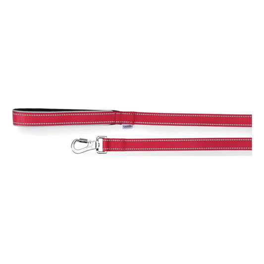 Guinzaglio reflex con maniglia in neoprene rosso 20 x 1200 mm - Scodinzolando