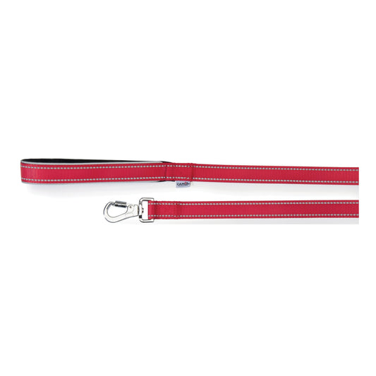 Guinzaglio reflex con maniglia in neoprene rosso 25 x 1200 mm - Scodinzolando