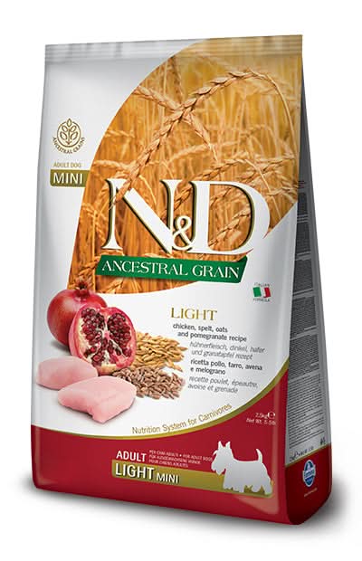 N&d ancestral dog chicken & pomegranate light mini 2,5 kg
