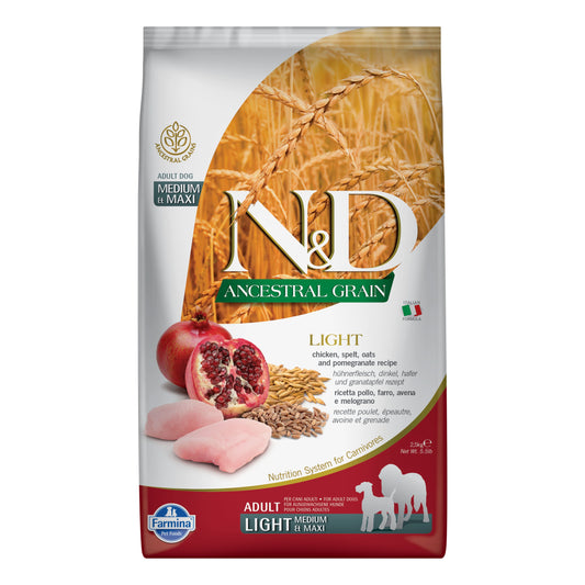 N&d ancestral dog chicken & pomegranate light medium/maxi 2,5 kg