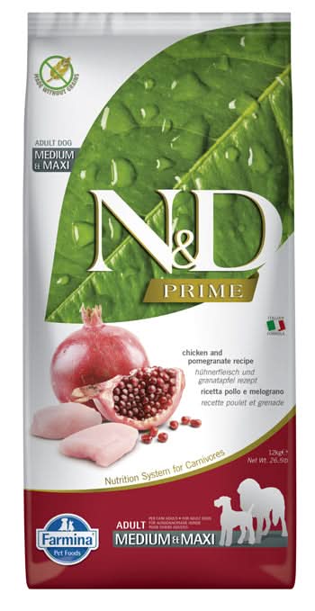 N&d prime dog chicken & pomegranate adult medium/maxi 12 kg