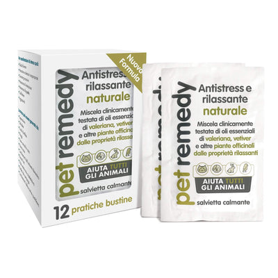 Pet Remedy Salviette 12 Bustine - Supporto Naturale Contro lo Stress per Animali