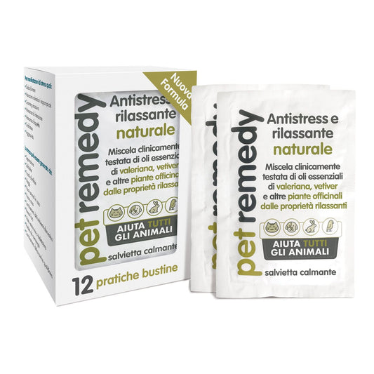 Pet Remedy Salviette 12 Bustine - Supporto Naturale Contro lo Stress per Animali