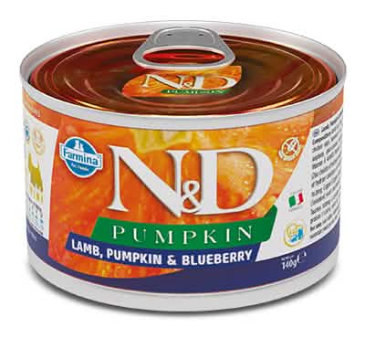 N&d dog lamb & pumpkin & blueberry mini 140 g