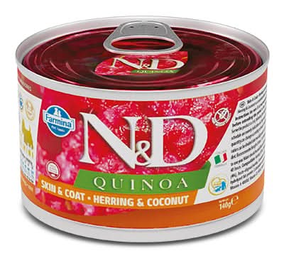 N&d dog quinoa skin & coat herring coconut 140 g