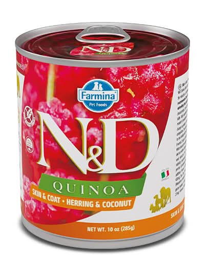 N&d dog quinoa skin & coat herring coconut 285 g