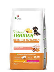 Natural trainer dog sensitive puppy & junior mini salmone 2 kg no gluten