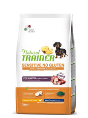 Natural trainer dog sensitive adult mini duck 2 kg no gluten