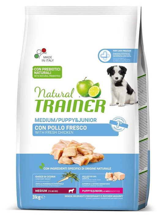 Natural trainer dog medium puppy & junior pollo fresco 3 kg