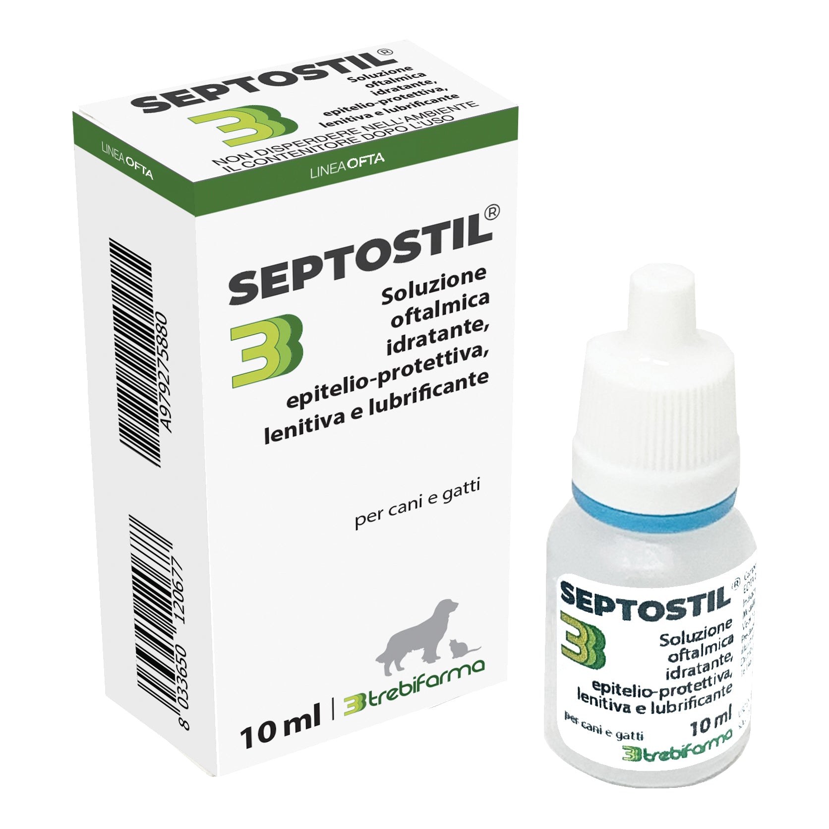 Septostil soluzione oftalmica idratante epitelio protettiva lenitiva lubrificante per cani e gatti 10 ml - Scodinzolando