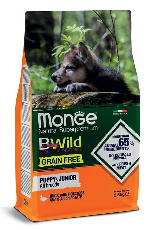 Monge grain free all breeds puppy e junior anatra e patate 12 kg