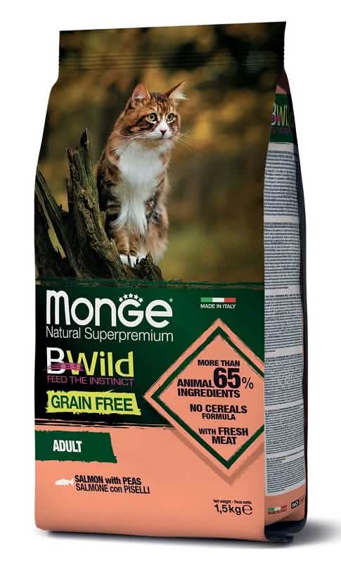 Monge grain free adult salmone con piselli 1,5 kg