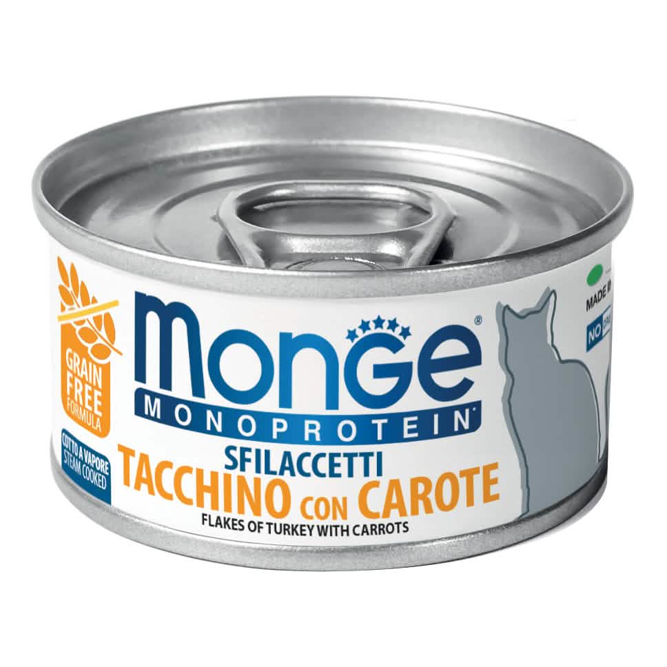 Monge monoprotein sfilaccetti tacchino con carote 80 g