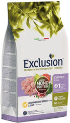 Exclusion mediterraneo monoprotein noble grain light chicken medium&large 12kg