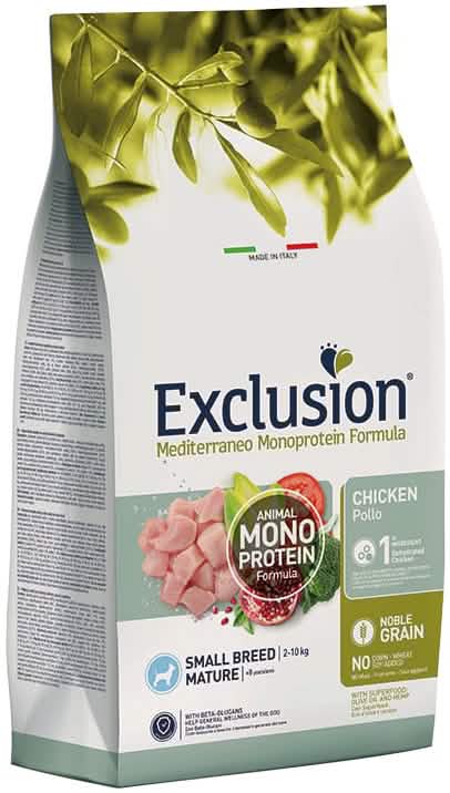 Exclusion mediterraneo monoprotein noble grain mature chicken small 2kg