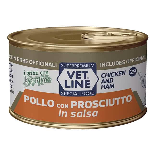 Vet line gatto pollo/prosciutto salsa 70 g