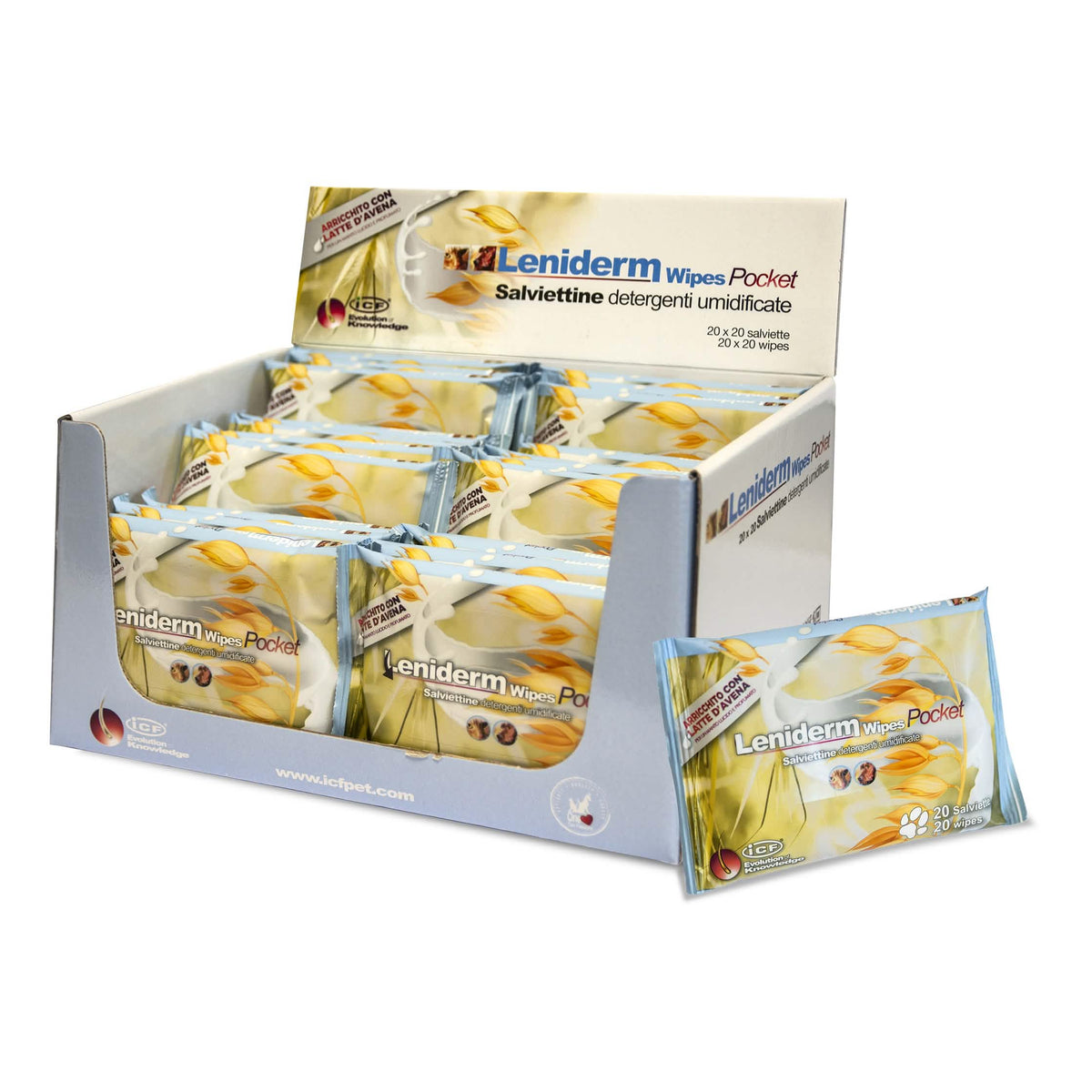 Leniderm wipes pocket 20 pezzi display
