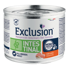 Exclusion monoprotein veterinary diet formula intestinal pork and rice 200 g