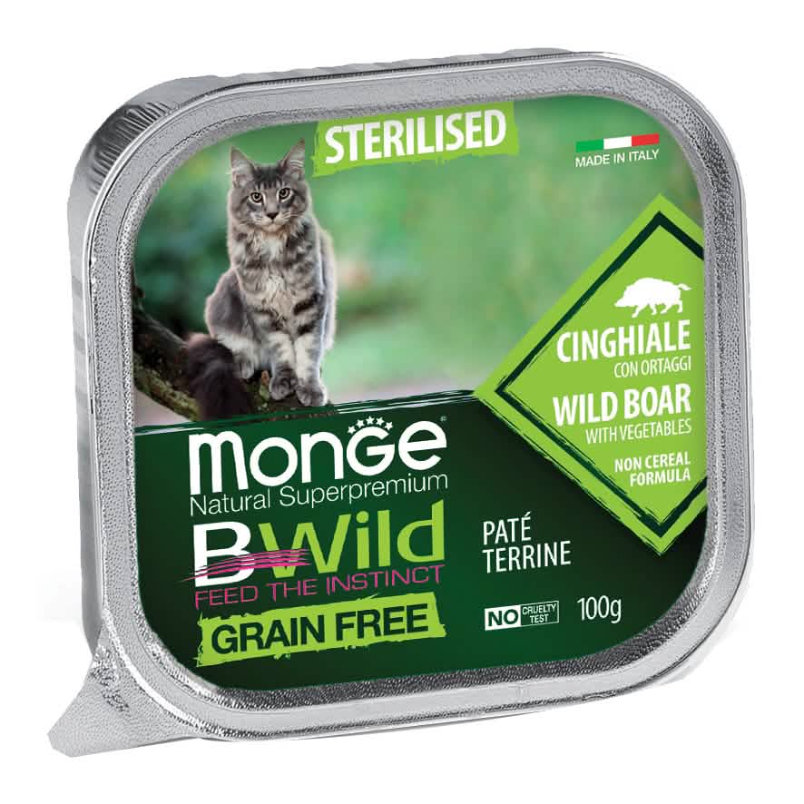 Monge bwild cat sterilised cinghiale/ortaggi 100 g