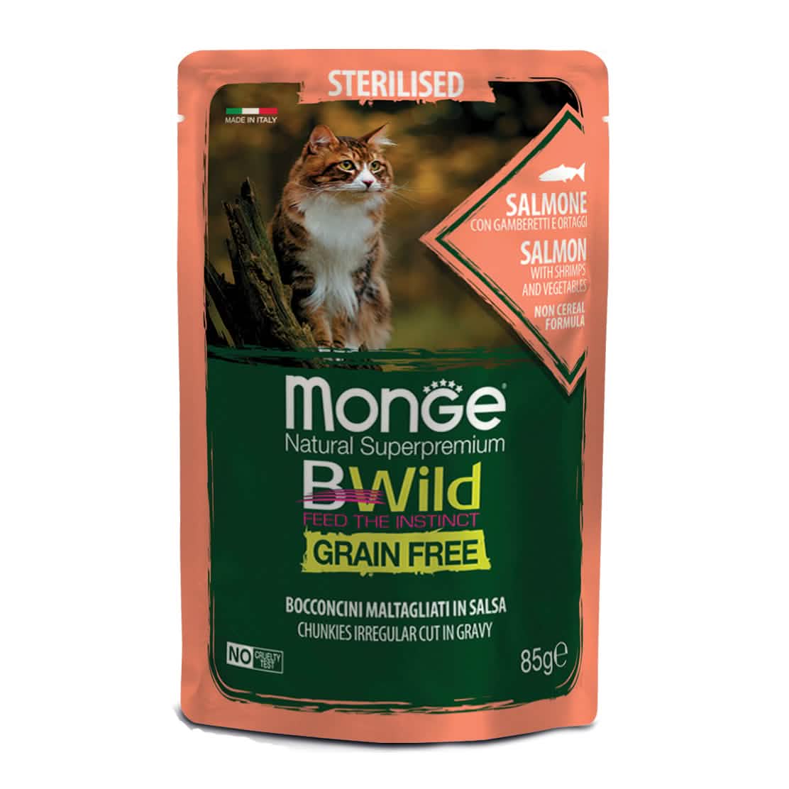 Monge bwild busta sterilised salmone/gamberetti/ortaggi 85 g